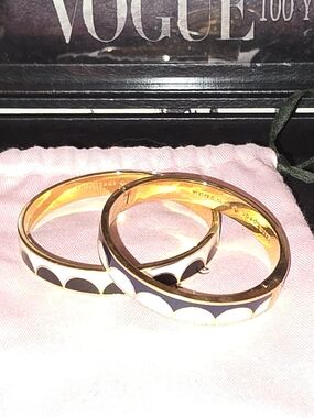 kate spade Gold-Tone Black and White Enamel "All The Trimmings" Bangle Bracelets